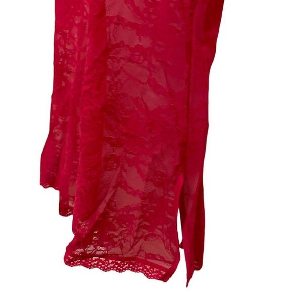 Victoria Secret Red Cami Tank Mini Floral Lace Slip Lingerie Piece - Picture 4 of 6
